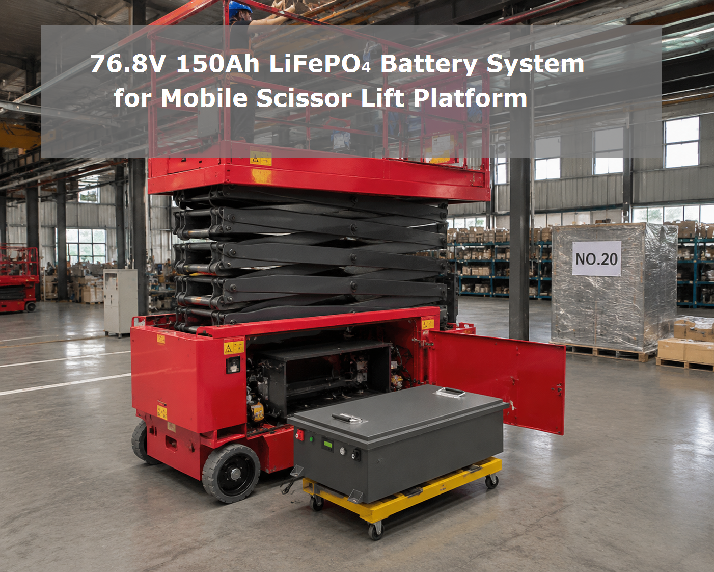 Latest company case about 76.8V 150Ah LiFePO₄ Battery System for Mobile Scissor Lift Platform