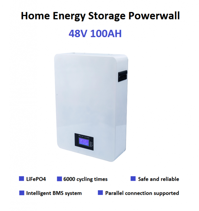 Wall Mounted Lithium Ion LiFePO4 Battery Pack 5KWh 48V100Ah Powerwall ...