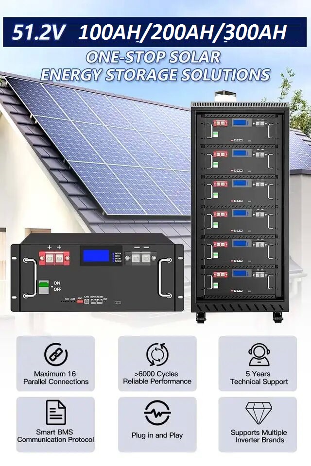 Rack Mount LiFePO4 Home Solar Energy System Lithium Ion Battery ...