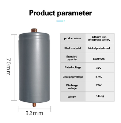 LiFePO4 Lithium Battery Deep Cycle OEM ODM 32700 3.2V 6AH Cylindrical 6000mah LFP Cells For Solar LED Street Light