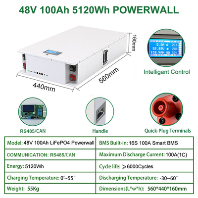 LiFePO4 Lithium Battery Powerwall Off Grid Home Solar 48V 100AH 200AH 5KW 10KW