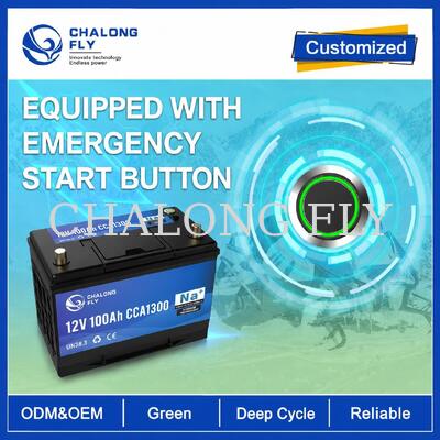 12V Sodium-Ion Starter Battery 60Ah–100Ah with Emergency Start Button and Pressure Relief Valve