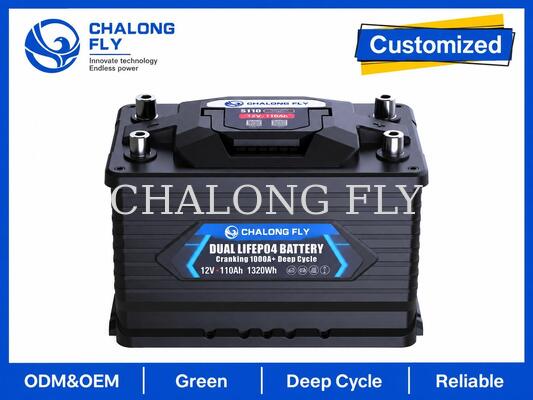 12.8V 110Ah LiFePO4 Marine RV Battery with 1000A Cranking Power and 1408Wh Deep-Cycle Energy