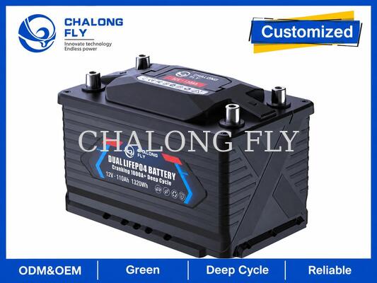 12.8V 110Ah LiFePO4 Marine RV Battery with 1000A Cranking Power and 1408Wh Deep-Cycle Energy