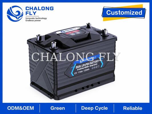 12.8V 110Ah LiFePO4 Marine RV Battery with 1000A Cranking Power and 1408Wh Deep-Cycle Energy