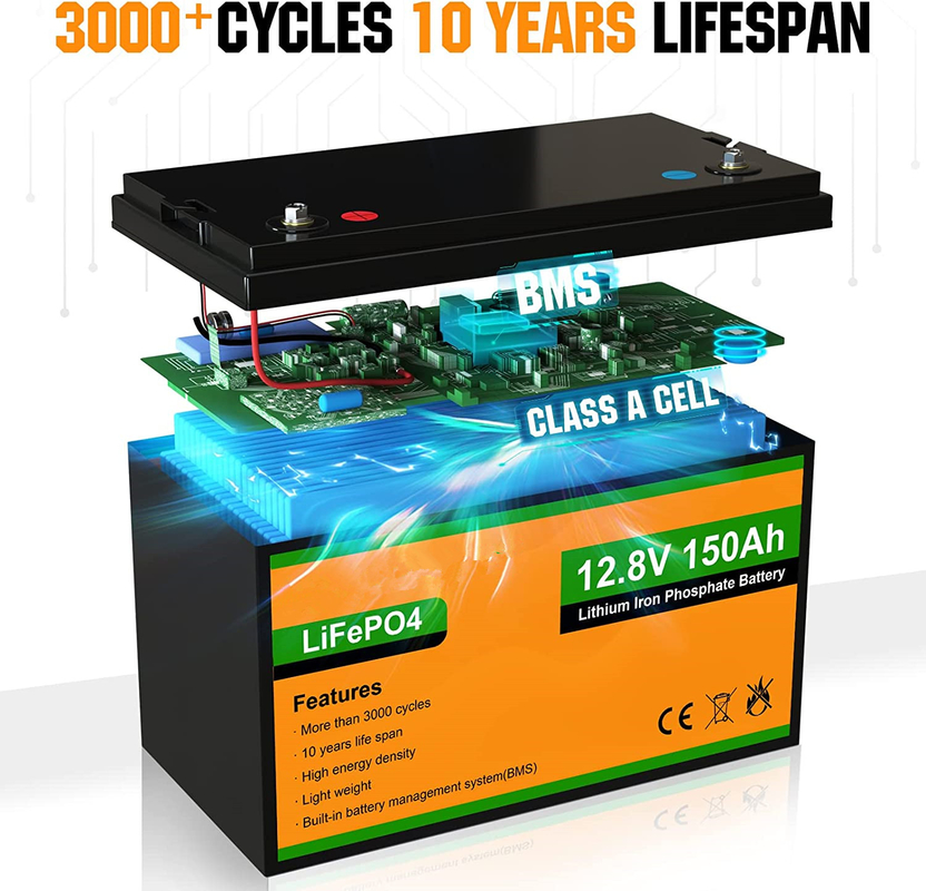 12V 150AH Lithium Battery Rechargeable LiFePO4 Lithium Ion Deep Cycle