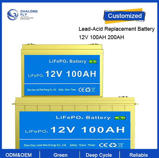 12.8V LiFePO4 Lithium Battery 100AH 200AH for EV Rechargeable Lead Acid Replacement OEM ODM