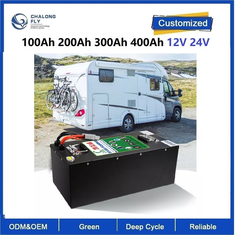 CLF Lithium Iron Phosphate Rechargeable Battery LiFePO4 battery pack 100Ah 200Ah 300Ah 400Ah 12V 24V for RV  Camper boat