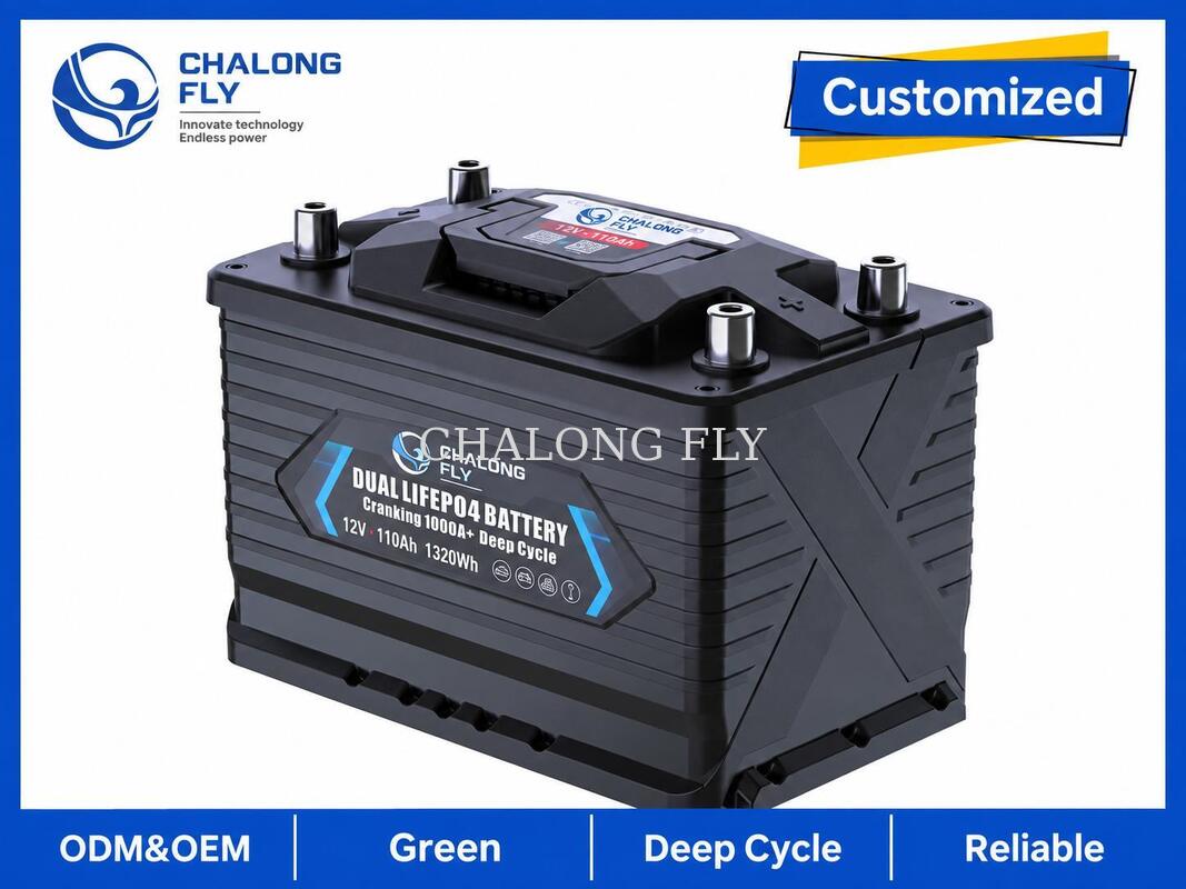 12.8V 110Ah LiFePO4 Marine RV Battery with 1000A Cranking Power and 1408Wh Deep-Cycle Energy