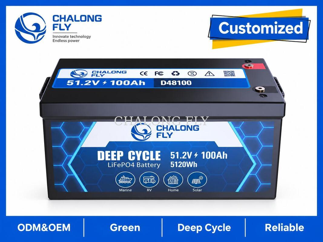 51.2V 100Ah LiFePO4 Trolling Motor Battery with 5.12kWh Energy, Bluetooth Monitoring, and 100A Continuous Output