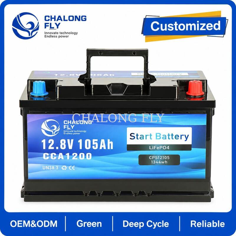12.8V 100Ah LiFePO4 Starter Battery with High-Current Cranking for Marine & Truck Applications