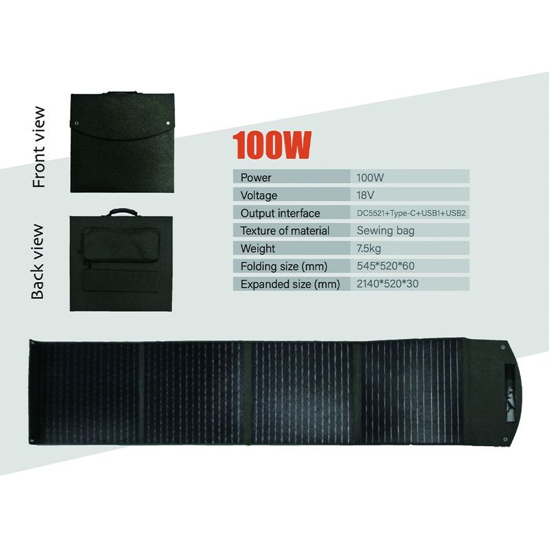 100 Watt Foldable Outdoor Collapsible Solar Panels Monocrystalline Silicon