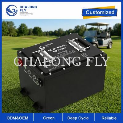 51.2V 105Ah LiFePO4 Golf Cart Battery with 5376Wh Capacity and Smart BMS for 48V Lead-Acid Conversion